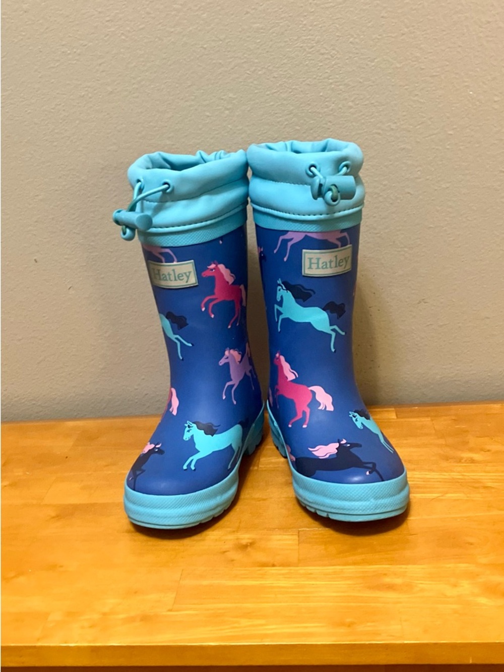 Hatley Sherpa Lined Printed Rain Boots, Blue/Multi - Size 8 Toddler (VGUC)
